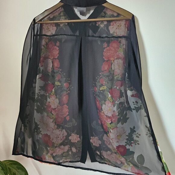 EUC WORTHINGTON WOMAN FLORAL SEMI SHEER BUTTON DOWN SHIRT LONGSLEEVES SIZE 1X - Picture 9 of 14